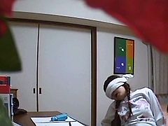 When the girl noticed, it was already too late! Being blindfolded, hands and feet being bounded with duct tape, the tutor's fluid was full of her pussy!