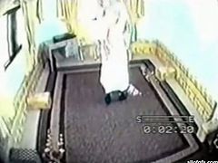 Perverted mature man feels up slim body of skanky chick. He then thrusts his dick in her tiny mouth. Spoiled girl gives him stout blowjob. The action was caught on a hidden camera.