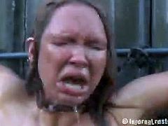 Rain DeGrey has her throat fucked while she's naked outdoors and filled with mud. Next, she gets washed with cold water and painful water jet and fucked again in cunt and mouth.