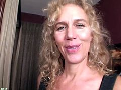 Karup's Older Women brings you a hell of a free porn video where you can see how a mature blonde slut dildos her tight pussy into kingdom come while assuming very hot poses.