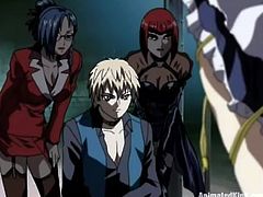 Get a load of this hot anime scene where a guy jerks a shemale's big cock before you watch another hottie pleasing one another.