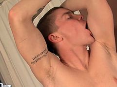 Stripping cutie models asshole and uncut cock