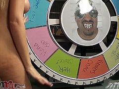 Horny bitch and her buddy plays the sex wheel game. This time this chick gives a footjob to her and blows a cock. Watch this chick in My XXX Pass xxx video.