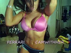 Ferrari is a smoking hot brunette babe. She has a pair of huge boobs that she uses to tease all her webcam watchers. She knows how to attract one's attention.