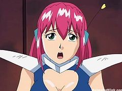 Get a load of this anime babe's big tits before she has her maid's outfit taken off before sucking a big large cock.