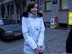 Slim brunette chick wearing tight jeans gives deepthroat blowjob to one well endowed Russian guy .Don't skip good blowjob sex video for free.