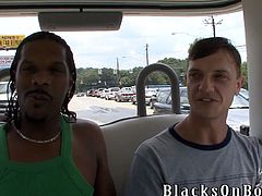SO, this is a wild gay porn video. It's an interracial one and today this black dude is going to fuck that white faggot's asshole.