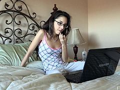 A petite FTV model in a pajamas talks to some dude via skype. She won't show anything. It is just a one day of porn star's life.