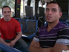 Make sure you have a look at this gay scene where this guy sucks on a big fat cock inside a bus before getting on top to ride it.