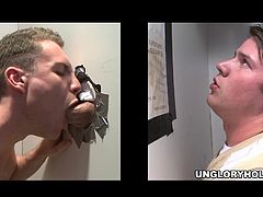 Make sure you get a look at this hot gay scene where this guy is blown by a twink through a gloryhole as the camera films.