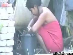 Cute Indian chick with slim body gets caught on hidden camera