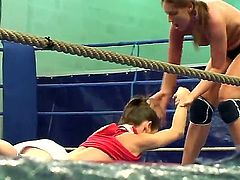 Hot catfight between Orsay and Valentina Chevallier would impress you. Girls are wrestling tearing their clothes enjoying from the view of each others nice bodies.