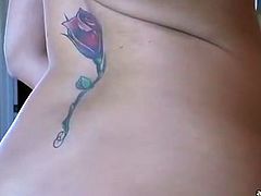 Frisky girl with appetizing natural tits caresses her sexy body sensually. She knows these erotic moves drive men crazy. She definitely knows how to make men have a hard boner.