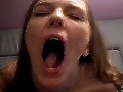 Mouth wide open for cum