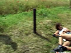 These lesbians just wanna have fun! Effortlessly seductive blondie happens to have a dildo in the back pocket of her denim shorts and shoves it deep inside her girlfriend's snatch. The girl starts pumping it in and out pushing her to the edge of orgasm.