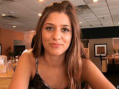 Have fun watching this brunette babe, with natural boobs wearing a cute dress, while she tells her personal story to the camera to play with you.