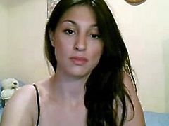 Those shaking boobs are simply astounding during brunette babe's sensual solo webcam performance