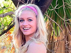 Have a look at this erotic solo scene where the gorgeous blonde teen Bella does yoga on her garden butt naked as you feel a boner coming on.