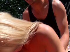 This two is as horny as hell makes a pit stop in a hidden place and gets naked. They started by Phoebe giving fantastic blowjob and titjob and after that riding it to orgasm.