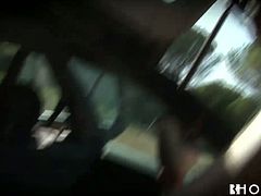 Every time she wants to fuck her driver he tells her that he's busy. This time she isn't taking no for an answer. Horny dude bangs her from behind. A bit later he fucks her juicy pussy in missionary position.