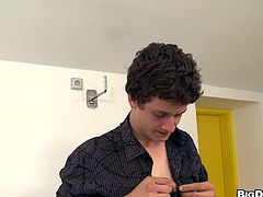We get in there very close to the action as this guy films himself bareback fucking and stroking a hot guy POV style in his office.