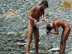 Those tits shacking while nude girl enjoys the beach gets horny voyeur hard like never before
