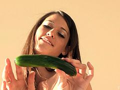 Press play on this solo scene and get ready to bust a nut as you watch this hot solo scene where the gorgeous teen brunette Tiffany masturbates with a squash.