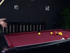 British pornstar Natasha Marley fucks old man on pool table
