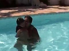 A playful girl from Brazil plays with her pussy lying on a lounge chair. Then this hottie has wild sex. She gets fucked in both holes by the pool and in water.
