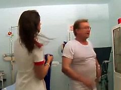 Pervert doctor has some dirty plans for these two. As soon as these hot chicks check in on the room he immediately shows her fetishes by pissing on their tight body.