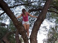 Take a nice look at this sweet teen, with a nice ass wearing shorts, while she back-bends and shows how flexible she is in a solo model video.