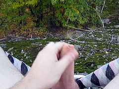 Jerking off in the woods