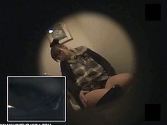 This Japanese babe was caught on spy cam while masturbating in the restroom. There's a cam in the toilet too!