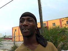Have a blast watching this ebony guy, with a nice butt wearing jeans, while he gets his asshole smashed by a white gay dude outdoors.
