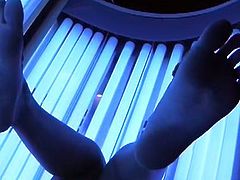 This euro couple go to the solarium. They are too horny to wait until they go home, so they fuck right there.