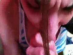 Slut takes mouthfull of cum