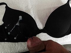 Cumming on Black VS Bra #2