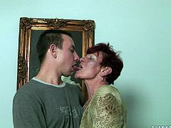 Courageous granny gets cozy with a masculine cute guy before getting her sex hole penetrated hardcore from all directions as she yells