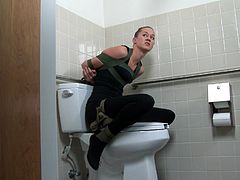 There was something really important on that usb stick, something that worth's all this trouble. Bonnie didn't minded her own business so now she ended up tied by her hands above a toilet. Yep, she's about to become a toilet slut and a lot of bad, kinky stuff will happen with her and her shaved, tight pussy!