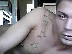 Horny twink with tattoos shows his perfect gay body!