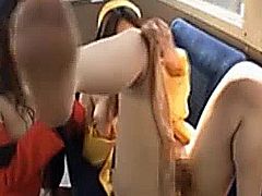 Publicsex oriental squirting on the bus while getting fingered