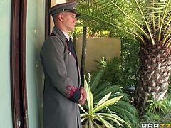 A blonde-haired lady receives a fuck pass. Watch her passing the guardsman and led in a room. Here, a horny guy persuades her into offering him sexual favors. Click to see the slutty Anikka with small tits doing her best to give the guy a dream blowjob.