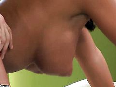 With big breasts shows her love for pussy rubbing