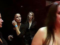 Very sexy wet lesbian babes dancing seductively in a club