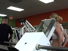 Amateur teen in fitness, seduced by a big cock, very fine clip