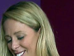 Busty blonde masseuse dines on clients clit with passion