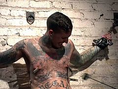 Look at his punk, he thinks he's a bad ass. Well, we know how to take care of little sluts like him here at 30 Minutes of Torment, and that's right, we are gonna torment his ass until he will understand that he's just a little whore. With pliers on his dick and a few sever spanks, Ruckus begins to have an idea