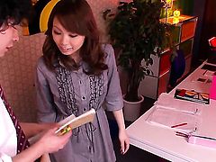 Eri Ouka satisfies dudes sexual needs and then gets her pretty face covered in cream