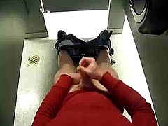 Jacking Off at in a public restroom stall