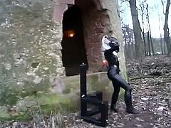 Passionate domina in provocative outfit getting wild and naughty outdoors